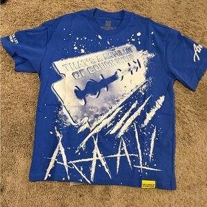Blue Graphic T-Shirt with White Print